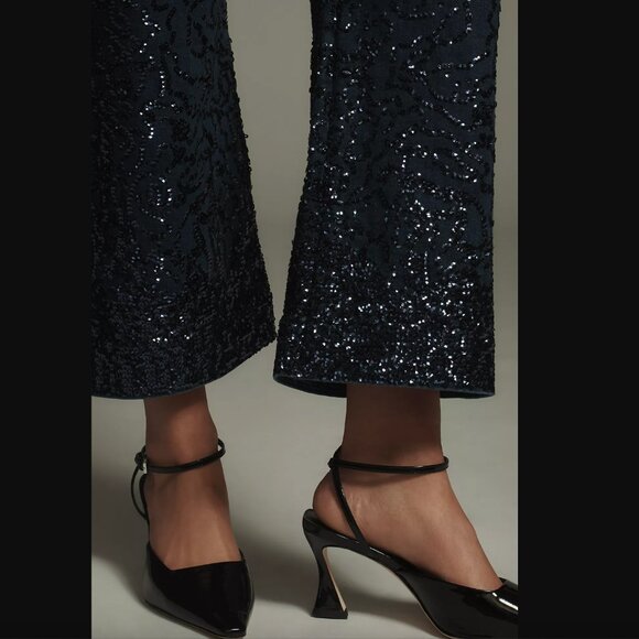 ANTHROPOLOGIE Cropped High-Rise Wide-Leg Jeans by Maeve: Sequin Sparkle Edition - Picture 3 of 6